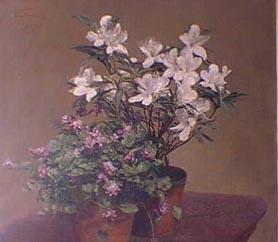 Henri Fantin-Latour Violetas y Azaleas oil painting picture